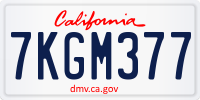 CA license plate 7KGM377