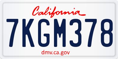 CA license plate 7KGM378