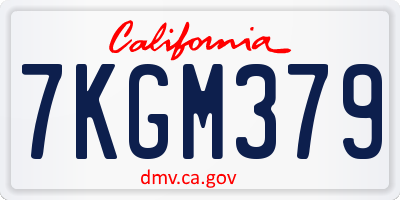 CA license plate 7KGM379