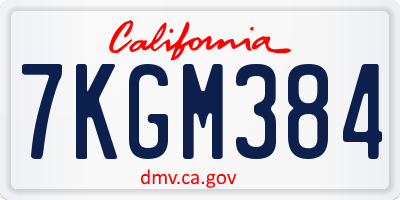 CA license plate 7KGM384