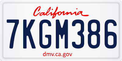 CA license plate 7KGM386