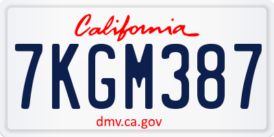 CA license plate 7KGM387