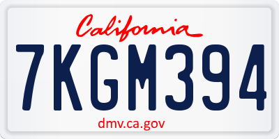 CA license plate 7KGM394