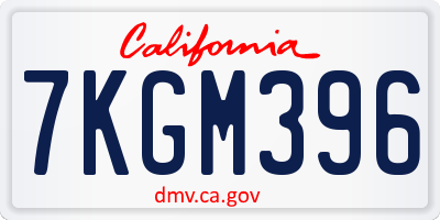 CA license plate 7KGM396