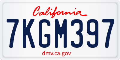 CA license plate 7KGM397