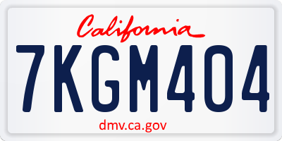 CA license plate 7KGM404