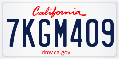 CA license plate 7KGM409