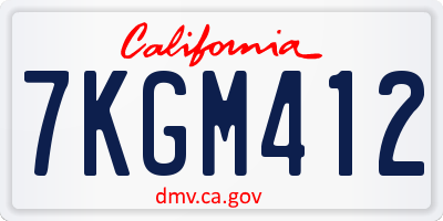 CA license plate 7KGM412