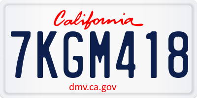 CA license plate 7KGM418