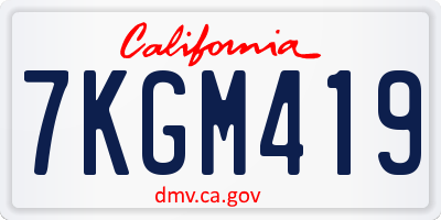 CA license plate 7KGM419