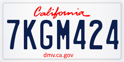 CA license plate 7KGM424