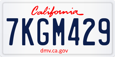 CA license plate 7KGM429