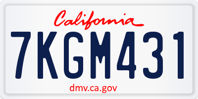 CA license plate 7KGM431