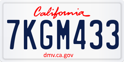 CA license plate 7KGM433
