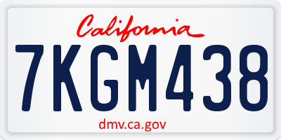 CA license plate 7KGM438