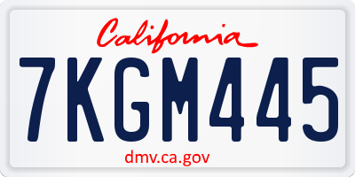 CA license plate 7KGM445