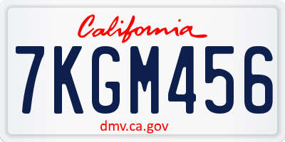 CA license plate 7KGM456