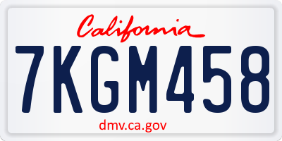 CA license plate 7KGM458