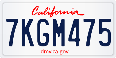 CA license plate 7KGM475