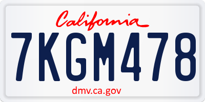 CA license plate 7KGM478