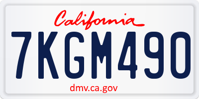 CA license plate 7KGM490