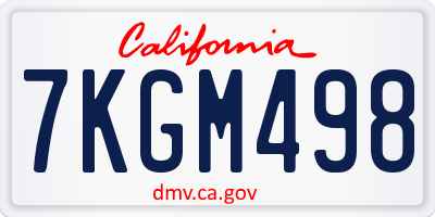 CA license plate 7KGM498