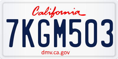 CA license plate 7KGM503