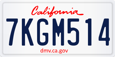 CA license plate 7KGM514