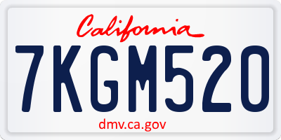 CA license plate 7KGM520