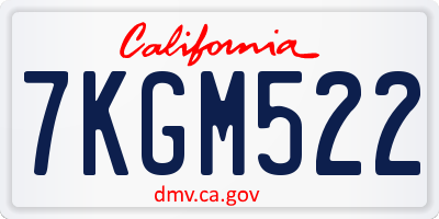 CA license plate 7KGM522