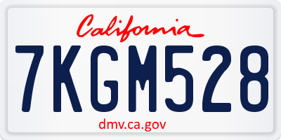 CA license plate 7KGM528