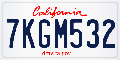 CA license plate 7KGM532