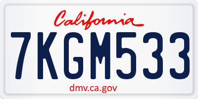 CA license plate 7KGM533