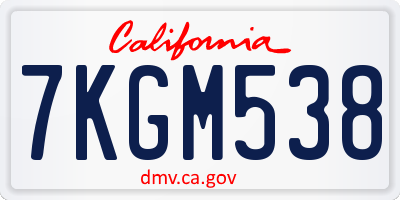 CA license plate 7KGM538
