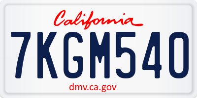 CA license plate 7KGM540