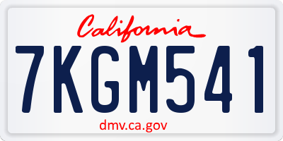 CA license plate 7KGM541