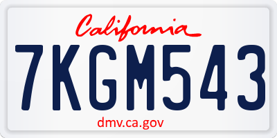 CA license plate 7KGM543