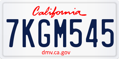 CA license plate 7KGM545