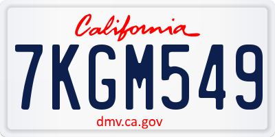 CA license plate 7KGM549