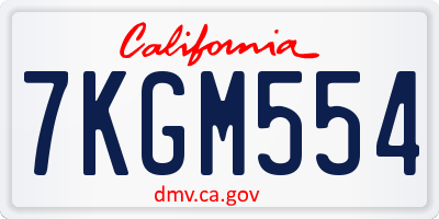 CA license plate 7KGM554
