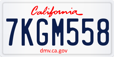 CA license plate 7KGM558