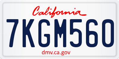 CA license plate 7KGM560
