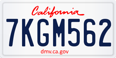 CA license plate 7KGM562