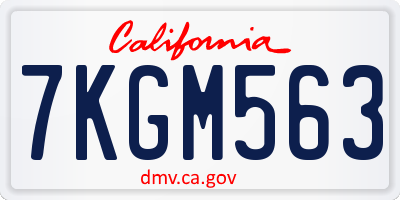 CA license plate 7KGM563