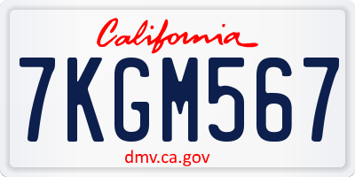 CA license plate 7KGM567