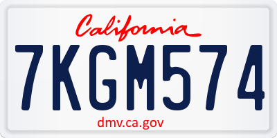 CA license plate 7KGM574