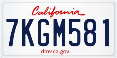 CA license plate 7KGM581