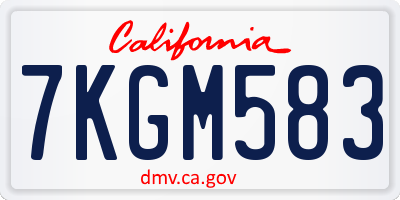 CA license plate 7KGM583