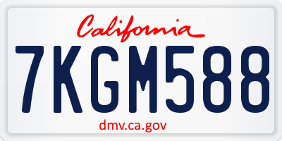 CA license plate 7KGM588