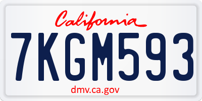 CA license plate 7KGM593